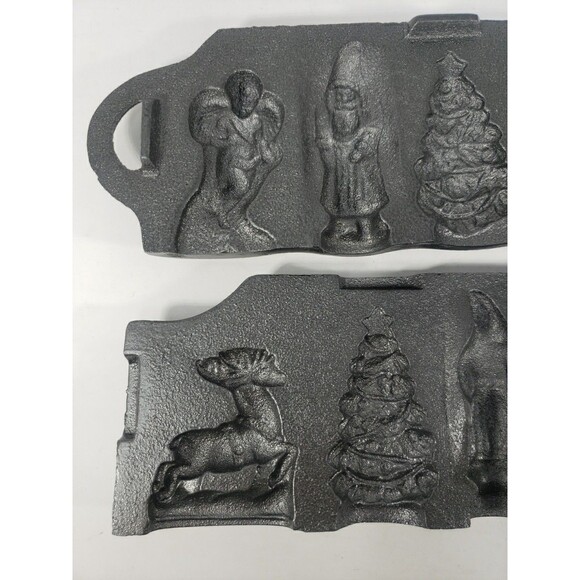 John Wright Cast Iron Christmas Candy Mold VTG Reindeer Angel Tree Santa 1993 - Picture 2 of 14
